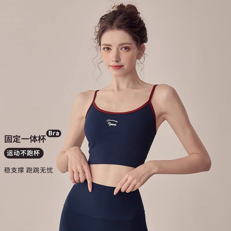 Contrast Color Yoga Vest Women'S Strap Sling Fitness Bra Spice Girls Same Sports Underwear Outer Wear New - Image 2
